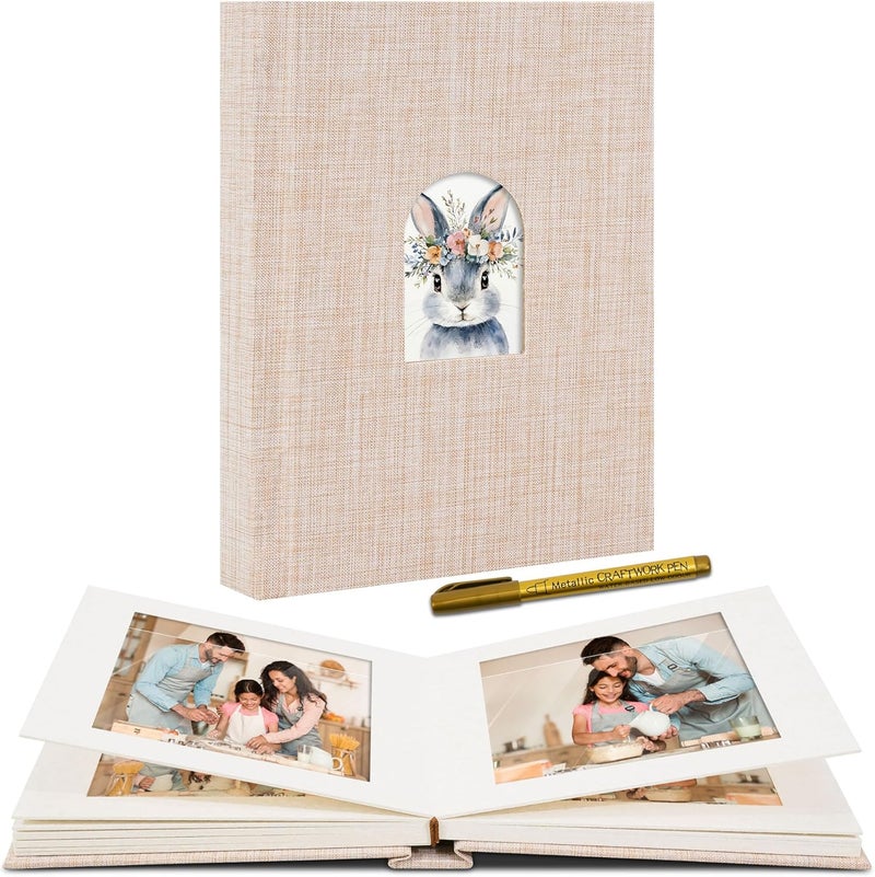 Remowith Premium Small Photo Album 4x6 with 20 Pockets, Linen Cover Memory Book with Writing Space Ideal for Wedding Photo Albums, Baby Books, and Travel Journals, Pink - Image 1